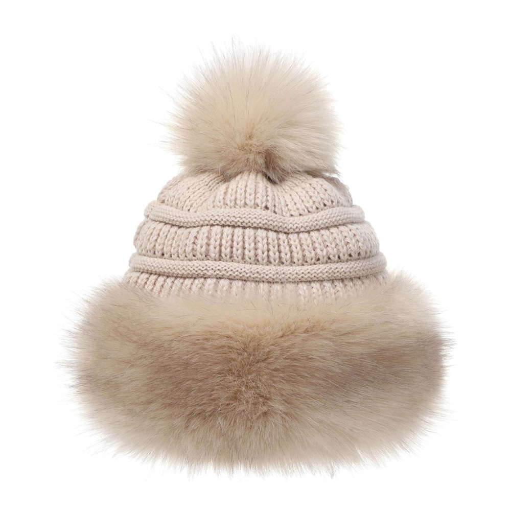 Cute puffy tan beanie NWOT